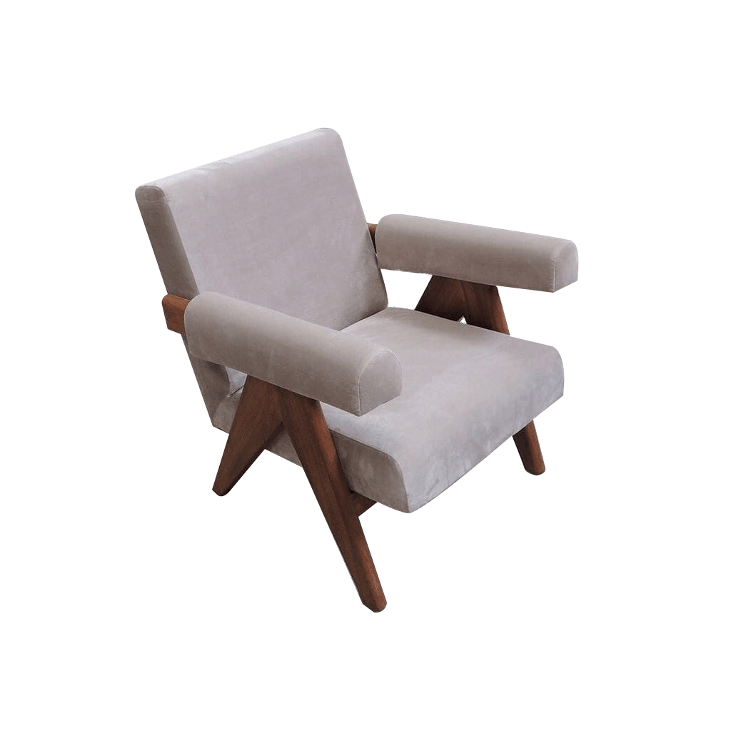 delicaat lading kwaliteit Gewatteerde EASY fauteuil in hout en stof Jeanneret | DIIIZ