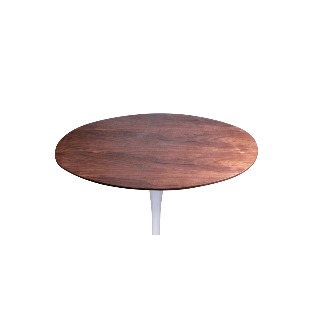 Réédition de la table ronde Tulip avec plateau en bois massif