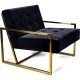 Fabric and velvet Lyon armchair- golden frame