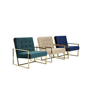 Fabric and velvet Lyon armchair- golden frame