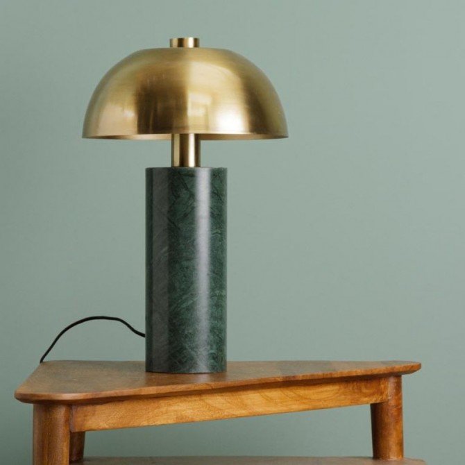 Green Marble and Gold Bedside Lamp