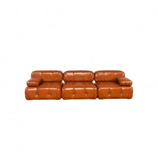 Camelia 3 seater sofa in cognac silicon leather - Outlet
