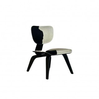 Loak black wood and cow chair - Outlet