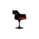 Tulip black swivel armchair with red cushion - Outlet