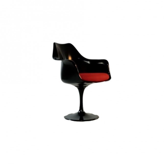 Tulip zwarte draaifauteuil met rood kussen - Outlet