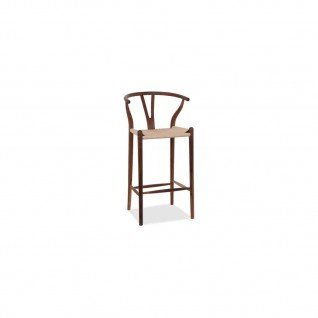 Wishbone Walnut and rattan barstool - Outlet