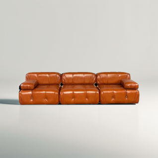 285 cm Camelia 3 seater sofa in cognac camel leather - Outlet