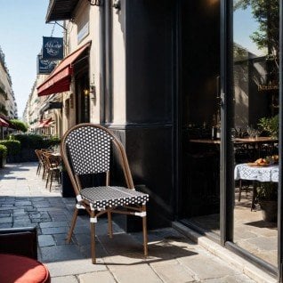 Chaise de terrasse bistrot en rotin tressée Paris