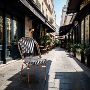 Chaise de terrasse bistrot en rotin tressée Paris