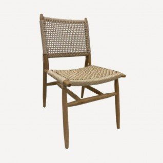 Outdoor teak and rattan lounge chairAcacia