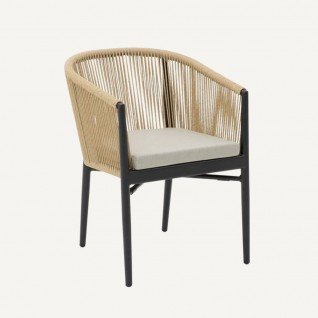 Garden armchair with rope armrestsSereno