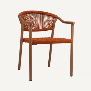 Outdoor chair in rattan and aluminum Brume