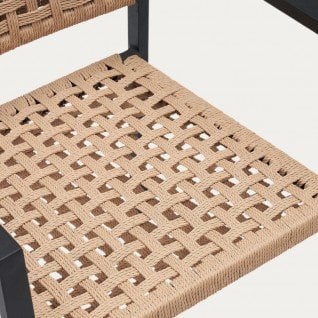 Chaise d'extérieure avec accoudoirs en alu et rotin Rotic