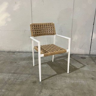 Chaise d'extérieure avec accoudoirs en alu et rotin Rotic