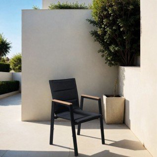 Stackable garden chair in aluminum Obsidian