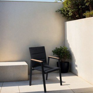 Stackable garden chair in aluminum Obsidian