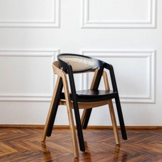 Vintage wooden chair with cane seatWoodcraft