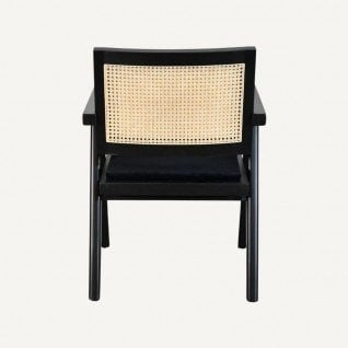 Wood and cane chair with cushion Jeanne