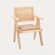 Chaise en bois et cannage avec coussin Jeanne