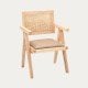 Wood and cane chair with cushion Jeanne