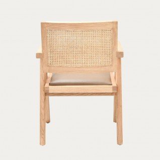 Wood and cane chair with cushion Jeanne