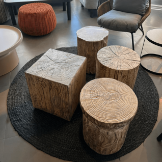 Decorative garden stool with wood effectTrunk