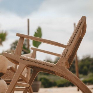 Garden armchair in wood and rattan Hortus