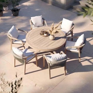 Terrace chair in rattan with armrests Blanco