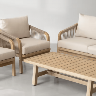 Aluminum and rattan garden furniture set Edenia