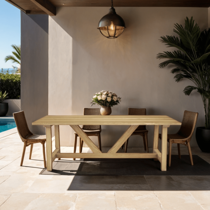 Outdoor cottage-style wooden table, 250 cm Mensa