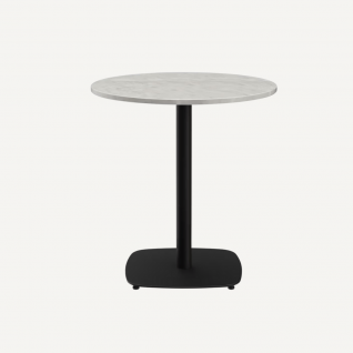 Round square bar table in metal and HPL