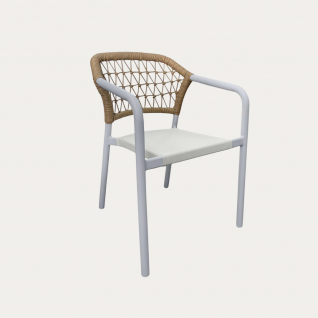 Woven rattan armchair imitation wood Sylveo