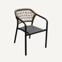 Woven rattan armchair imitation wood Sylveo