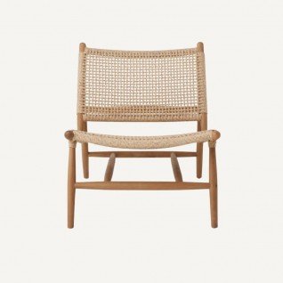 Sturdy garden chair in teak and rattanArbore