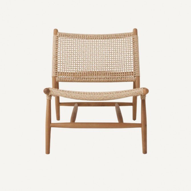 Sturdy garden chair in teak and rattanArbore