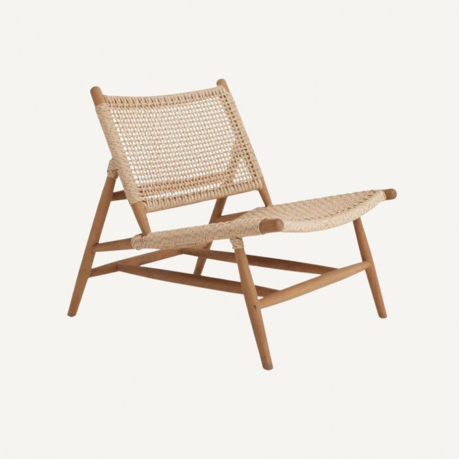 Sturdy garden chair in teak and rattanArbore