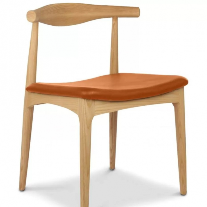 Lot de 2 chaises Elbow en bois naturel et assise cognac - Outlet 723