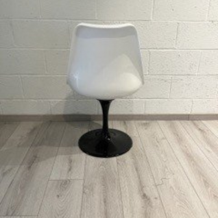 Tulip swivel chair white seat black leg red cushion - Outlet