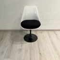 Tulip swivel chair white seat black leg black  cushion - Outlet