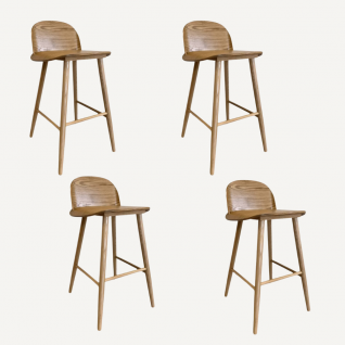 Lot de 4 Chaises de bar Glavo en bois naturel 73 cm - Outlet